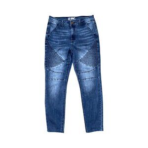 Sz.11*NOBO*Blue Moto Skinny Jeans--Pleated In Front--Mid-Rise